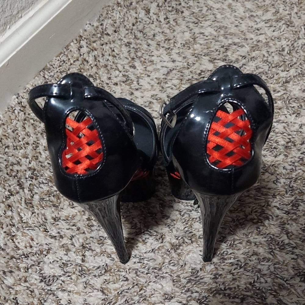 Pleaser Black And Red Strappy Heels View 3